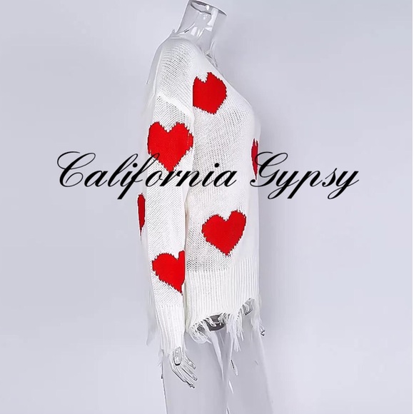 Distressed Heart Frayed Knit Sweater - Picture 7 of 11